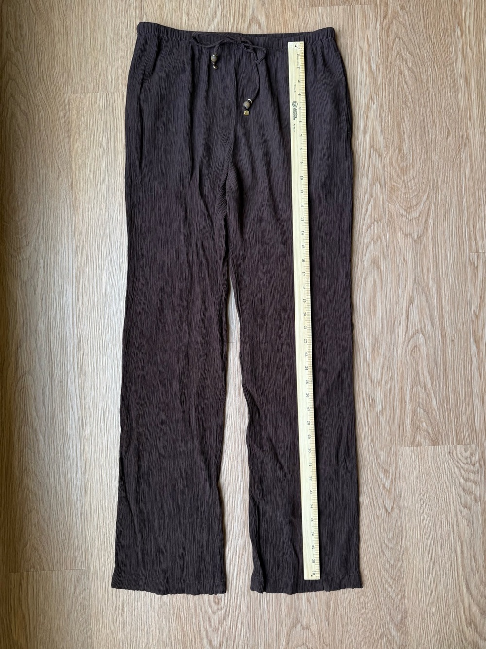 Zara Brown Crinkle Textured Drawstring Pants | Size Medium - Picture 4 of 7